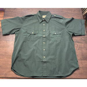 Cabelas Safari Shirt Mens 2XL Green Short Sleeve Field Hunting Outdoor New wot